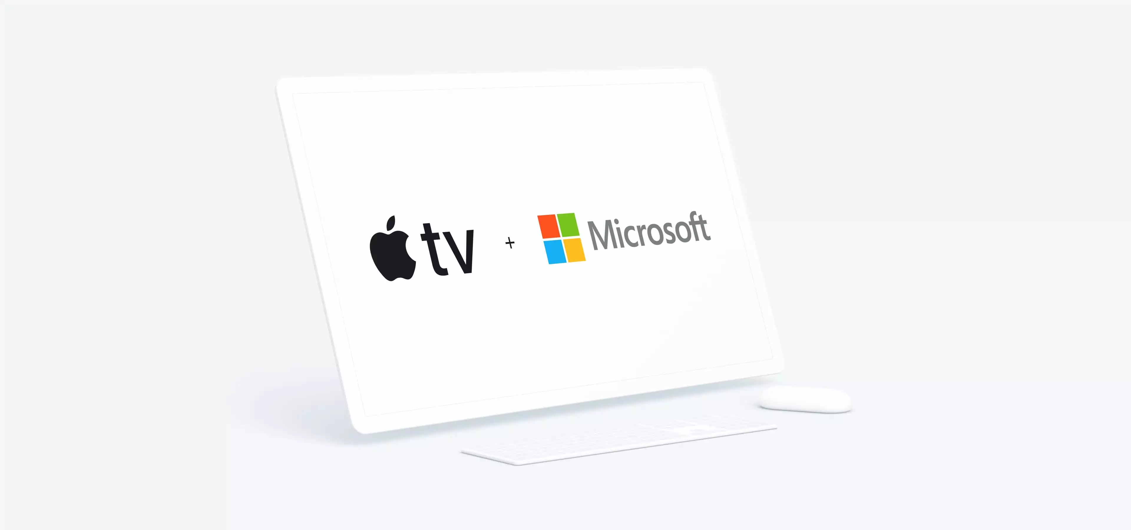 Apple tv and microsoft logo on a white background.