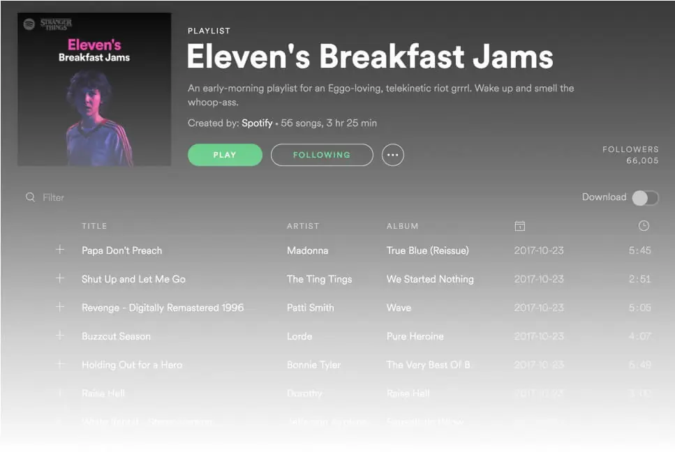 Eleven's breakfast jams.