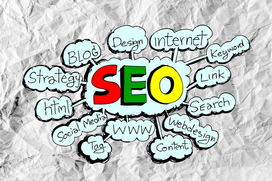 Seo Idea SEO Search Engine Optimization on crumpled paper