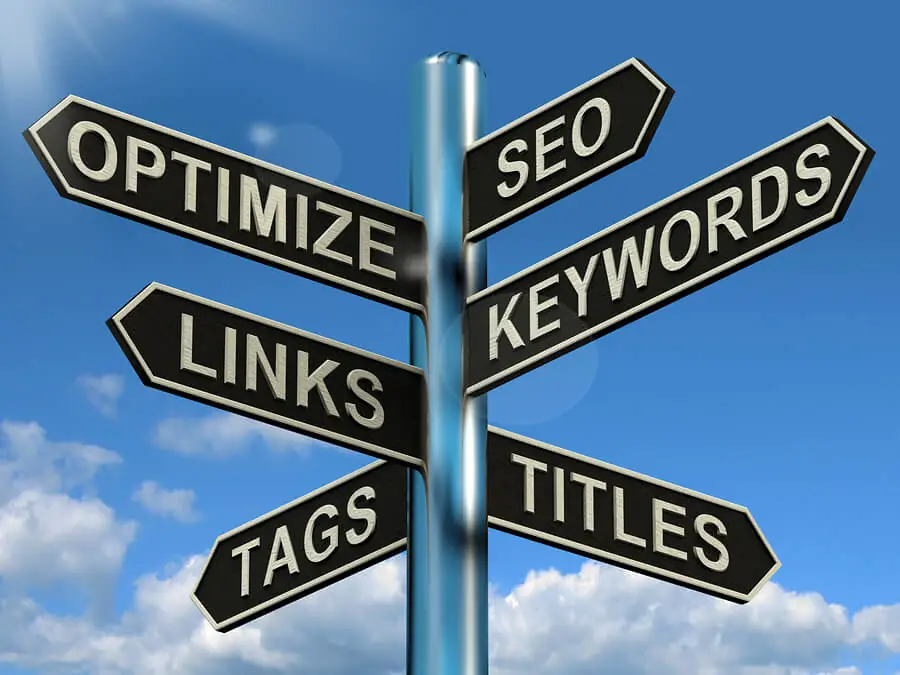Seo Optimize Keywords Links Signpost Shows Website Marketing Opt