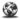 A black and white illustration of a soccer ball with continental outlines resembling a globe, resting on grass.